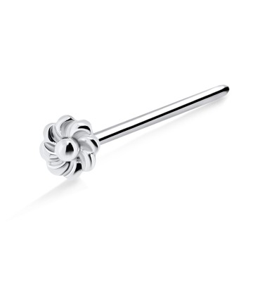 Twisted Flower Silver Straight Nose Stud NSKA-725